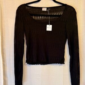 Poof! Black Sheer Long Sleeve Blouse